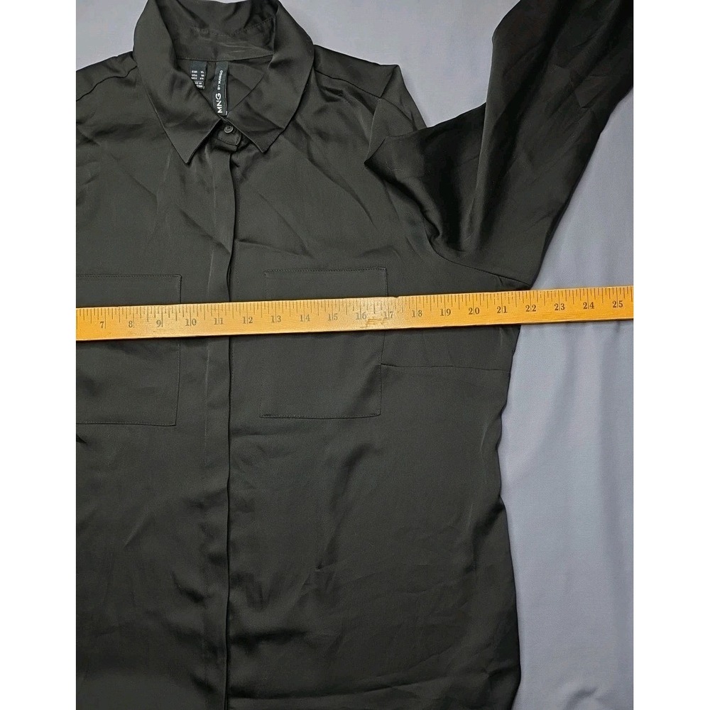 MNG ,Black, Long Sleeve, Button Up Dress Shirt, Formal Blouse Size XL - Picture 3 of 7